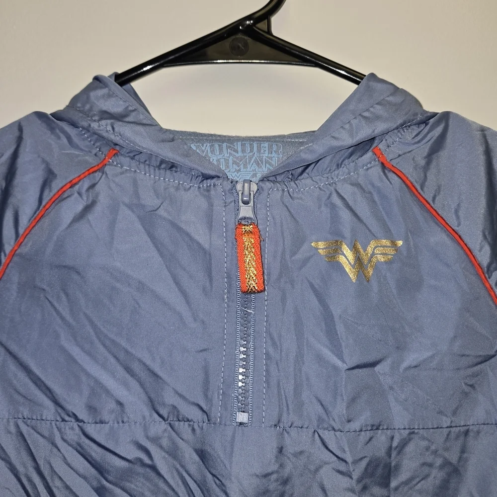 DC Comics Girls XS Wonder Woman Jacket Tiara Hood Windbreaker Pullover Costume 4